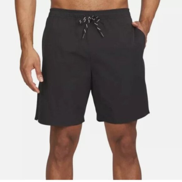 NEW Lands' End Mens M Black Swim Shorts With UPF 50 Quick Dry & Built-In Boxer - Picture 1 of 10